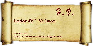 Hadaró Vilmos névjegykártya